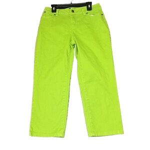 Talbots Capri Pants Womens Size 2P Green Denim‎ Curvy Petites Stretch Summer